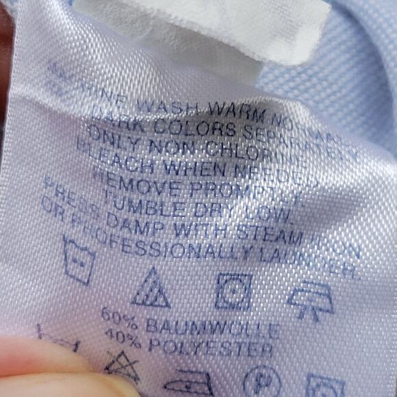 Lands End Shirt Mens XL (16/35)Blue Trim Fit Long Sleeve Button Up Career Casual - Picture 4 of 8